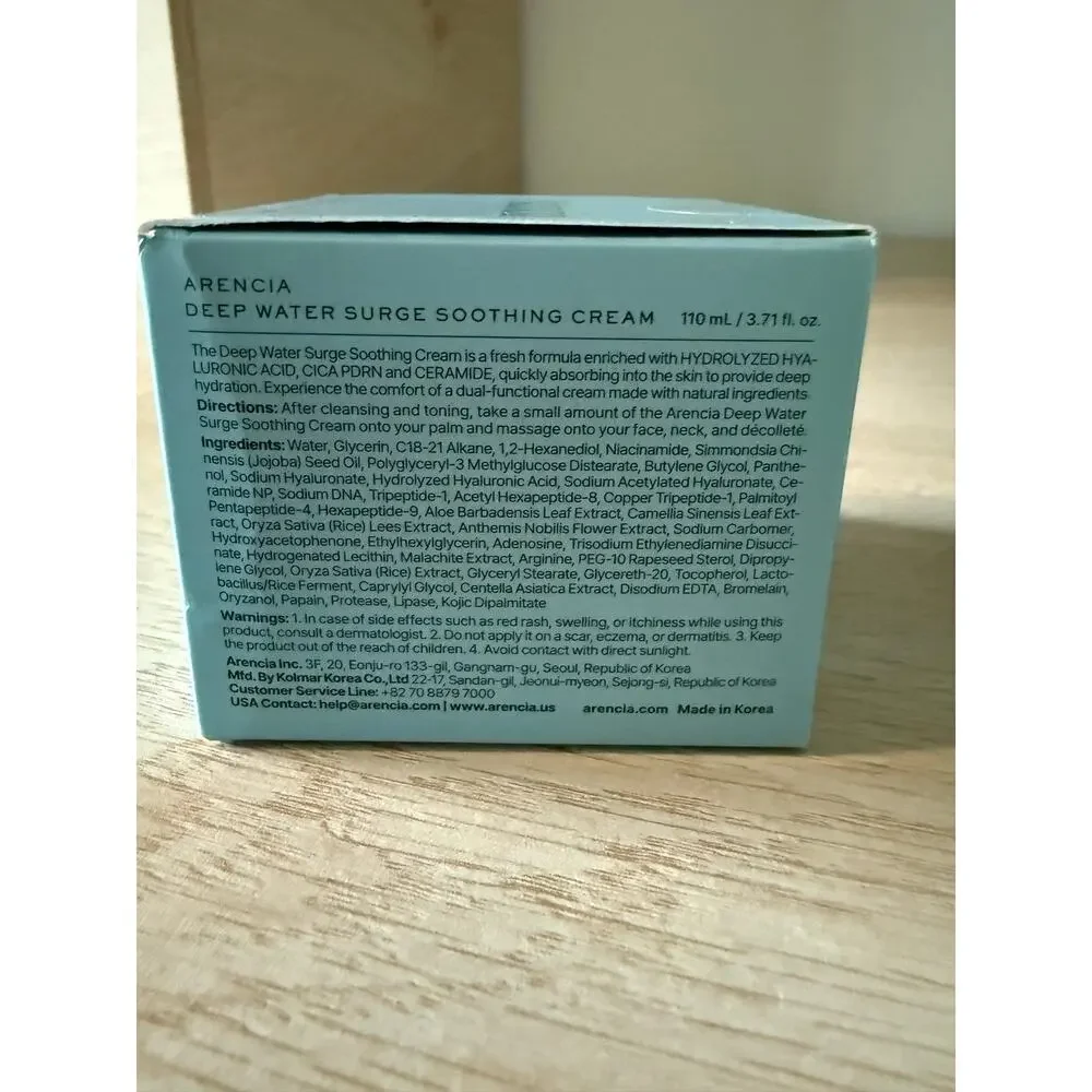 $24 New Arencia Deep Water Surge Soothing Cream 110ml PDRN Hyaluronic Acid
